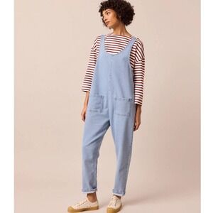 Beyond Nine Lola Light Blue Denim Jumpsuit Overall Maternity Size Medium